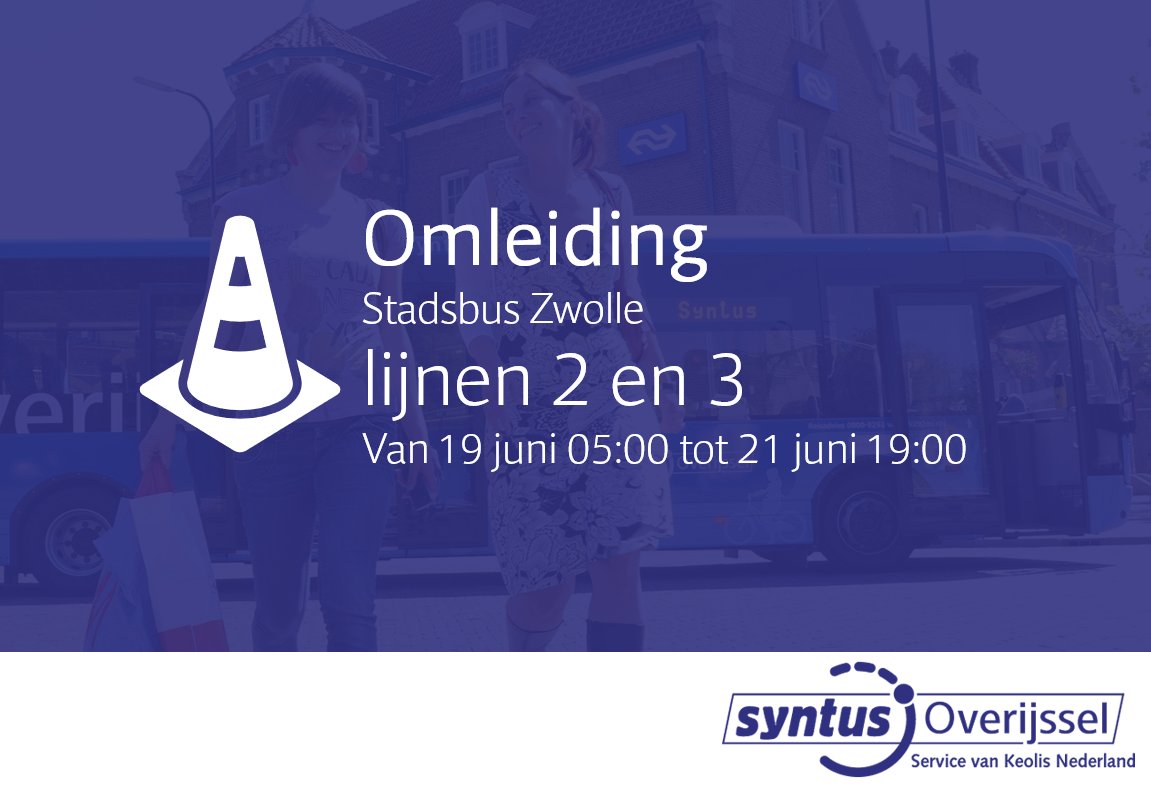 SyntusMO's tweet photo. Voor lijnen 2 en 3 vervallen van 19 juni 05.00 tot 21 juni 19.00 uur de haltes Eekwal/Centrum, Dijkstraat en Rodetorenplein i.v.m. werkzaamheden. Vervangende haltes: Schuttevaerkade, Emmawijk, Katwolderplein/centrum. https://t.co/wZSbFVR1d9