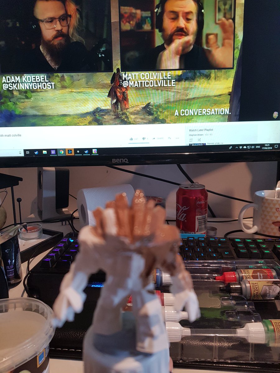 stephenbreen's tweet photo. @skinnyghost @mattcolville mini painting with perfect background listening! https://t.co/d2CDiKBljb