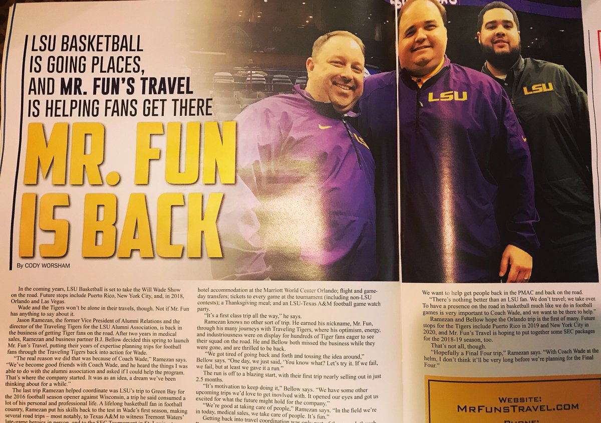 mrfunstravel's tweet photo. Grab the latest @Tiger_Rag Magazine To Check Out Our Story! #MrFunsTravel #GeauxWithThePreauxs https://t.co/vL5VbjkFOO