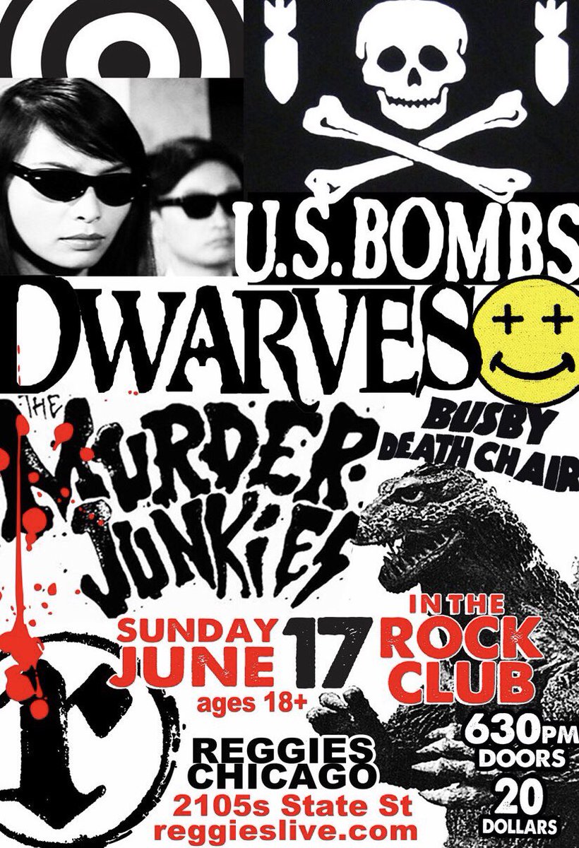 RiotStyle's tweet photo. TONITE: #THEDWARVES, #MURDERJUNKIES, #USBOMBS LIVE AT @REGGIESLIVE! NEW #DWARVES VINYL OUT NOW AT https://t.co/mP5qtEk6ml! ☠️🍆@reggieslive @thedwarvesband @theusbombs @murderjunkies #riotstyle #reggies #reggieslive #reggieschicago #ggallin #ggallinandthemurderjunkies #godzilla https://t.co/UMob7aOV7t