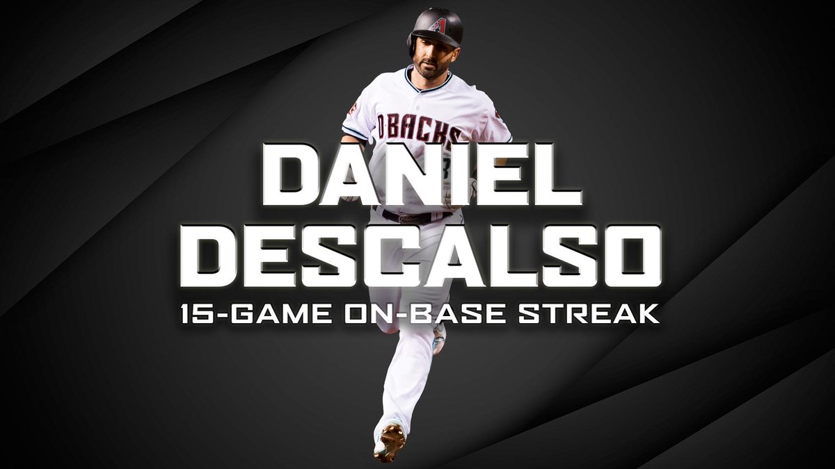 Dbacks's tweet photo. .@DanielDescalso has reached safely in 15 straight games, the longest streak of his career.

Today's #Dbacks game notes: https://t.co/hCCWjAYKsJ https://t.co/J8mF3f9Ner