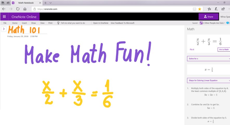 mtholfsen's tweet photo. NEW! The ink math assistant for #OneNote Online has fully rolled out. Math teachers can celebrate!  More at the blog: https://t.co/UY8z9DBsah #Mathchat #mieexpert https://t.co/lpj7G3WVGY