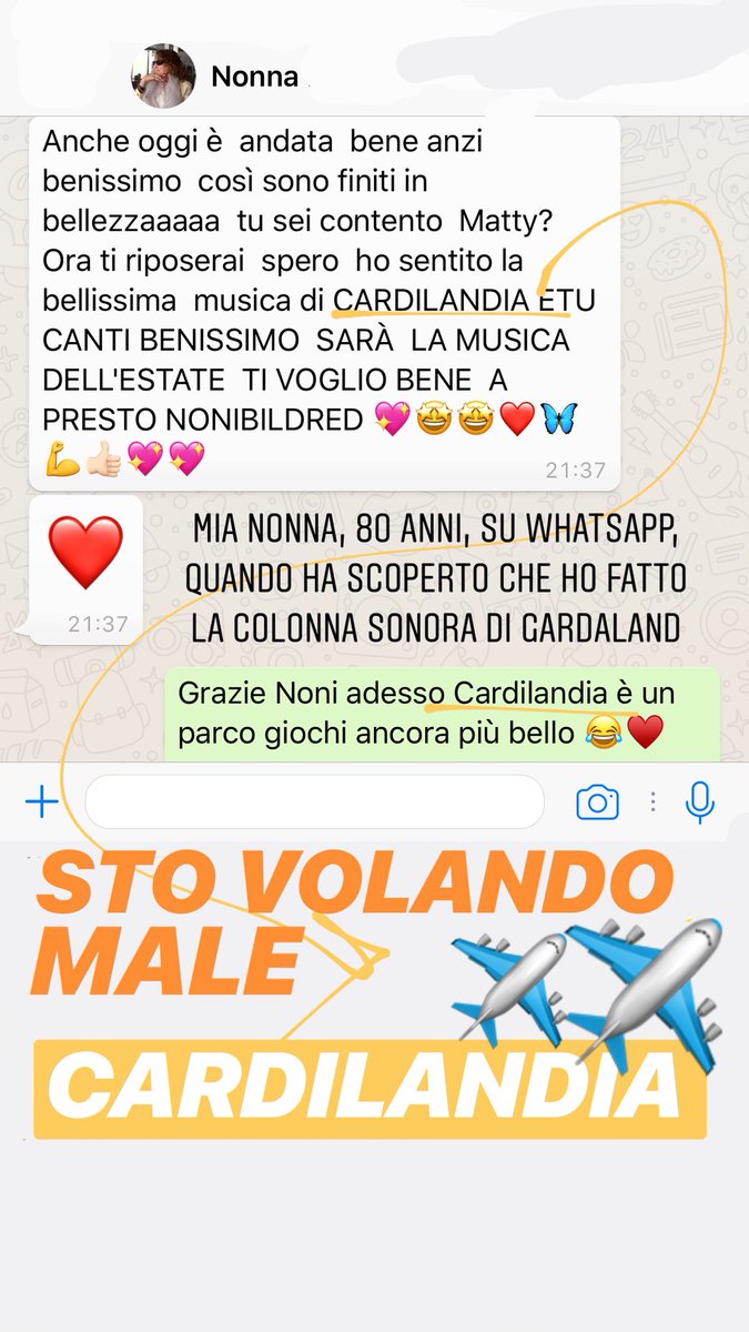 MattiaBriga's tweet photo. Mia Nonna, 80 anni, su Whatsapp, quando ha scoperto che ho fatto la colonna sonora per Gardaland.

STO MALE . https://t.co/P4A1SBDst7