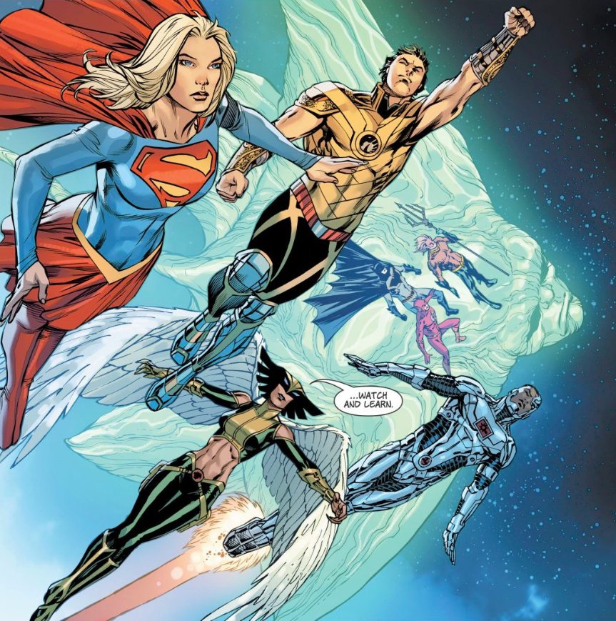 DCOfficial's tweet photo. Time to watch and learn from the Justice League, Jason! What's your review of WONDER WOMAN #48? https://t.co/312A4IPtly
