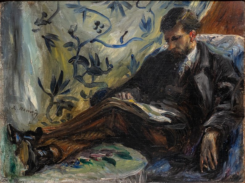 nevadaart's tweet image. Kicking back with a good book sounds like a great way to end #FathersDay, much like Edmond Maitre in this painting by #PierreAugusteRenoir.