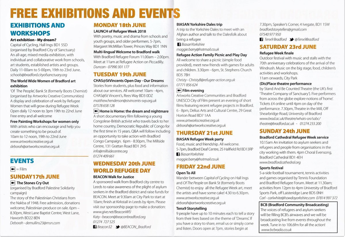 hironmiah_'s tweet photo. Launch of @BradRefugeeWeek tomorrow. Starting a week of exhibitions, workshops and event for all the family. #refugeeweek2018 #cityofsanctuary https://t.co/1rrRKrsTkh