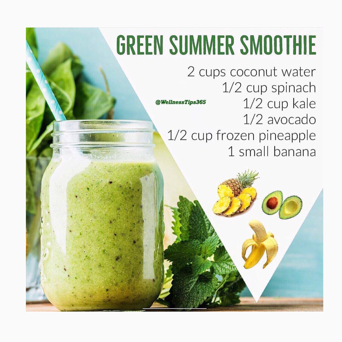 WellnessTips365's tweet photo. Green Summer Smoothie #healthy #diet #nutrition #superfoods #weightloss #wellness #active #exercise #fitness #eatclean #healthyeating #fit #workout #healthylifestyle #motivation #goals #inspiration #gym #abs #fitlife #athletes #goodmorning #muscle #rawfoods #healthylifestyle https://t.co/wbF3OAiK33