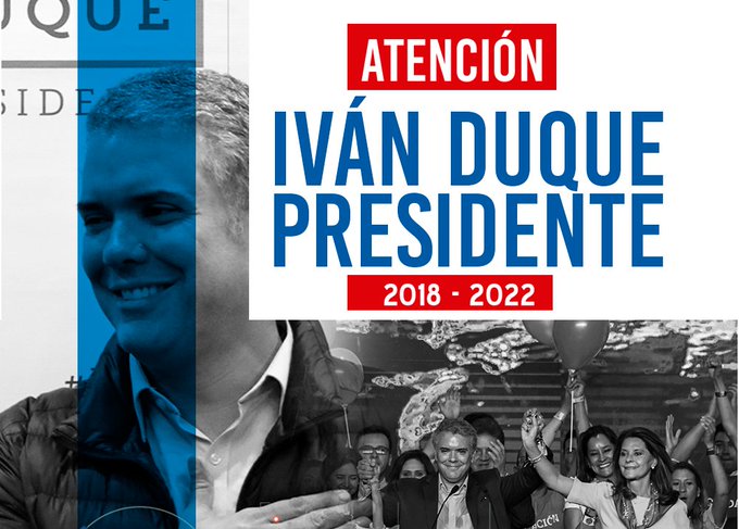 Df7I_6GW0AAAShQ?format=jpg&name=small Candidato da direita Iván Duque eleito Presidente da Colômbia