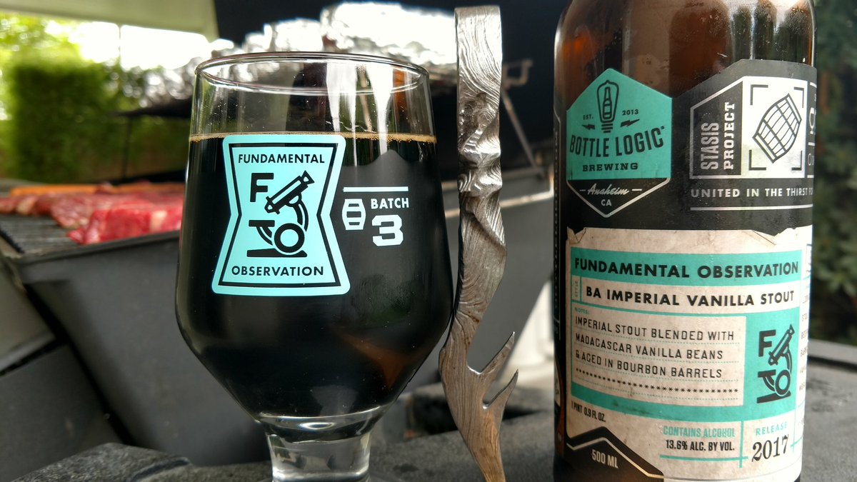 GridSentinel's tweet photo. BBQ lit, steaks on, and a 2017 @BottleLogicBrew Fundamental Observation popped open for enjoyment. Sounds like a good fathers day to me! Cheers! #bottlelogic #whaleslayer #fundamentalobservation #craft #fathersday https://t.co/TNfEh35pJI