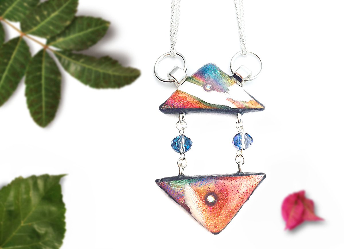 shinyque's tweet photo. Triangle necklace, Solid silver triangle necklace, Pastel triangle necklace, Multi triangle drop necklace, Pastel geometric necklace, https://t.co/WdiuD6aDCn #Etsy #Shinyque #Gifts #jotd #ootd #Shoppingonline #Fashion #Jewelleryideas #Fimo https://t.co/1b4mCPTsSP