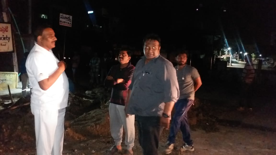 Honble MLA Gandhi sir inspecting the  junction work at Ayyappa society under Madhapur section