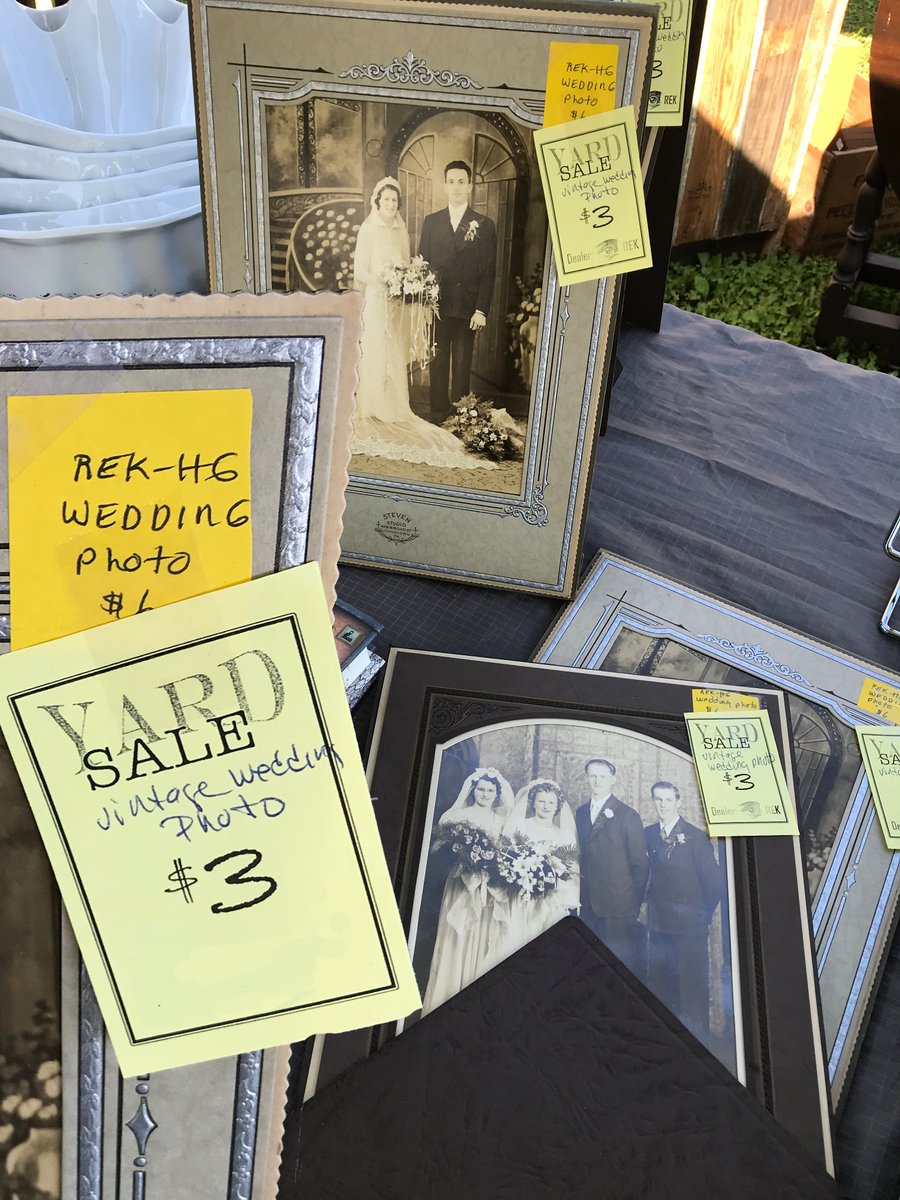 AlacerVideo's tweet photo. Don't let your #ancestors (or your own) old wedding photos become a $3 yard sale item. Treasure those old photos- they are like a time machine, taking you back to how things were then. Please see that they are handed down from one generation to the next. #genealogy #genealogist https://t.co/nZzsabPjo7