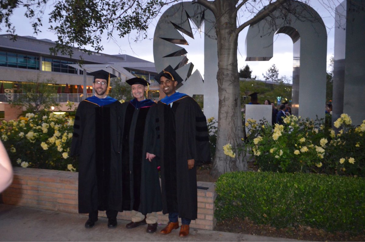 DimitriMorikis's tweet photo. After hooding my PhD students Reed Harrison and Rohith Mohan at the @UCRiverside Graduate Commencement, and with Nehemiah Zewde who will graduate next year #BioMoDeL @bournscollege https://t.co/isFwRziuWk