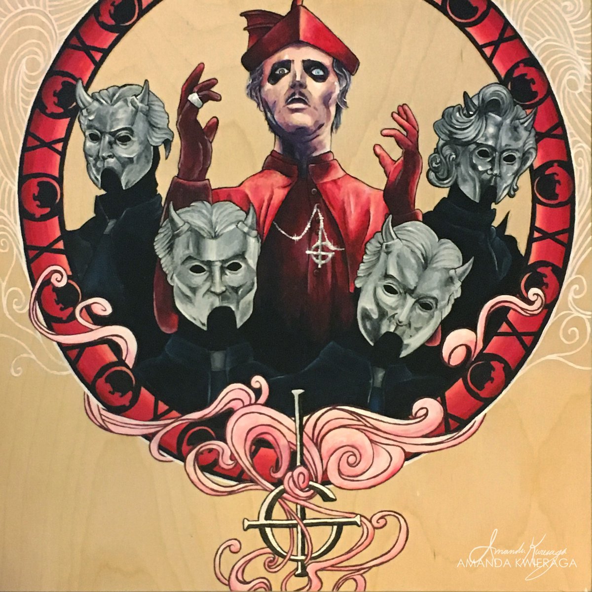 AmanderpK's tweet photo. New painting (acrylic on wood) inspired by @thebandGHOST and the art of Charlie Bowater #thebandghost #ghost #cardinalcopia #prequelle https://t.co/GkHDLfIcDQ