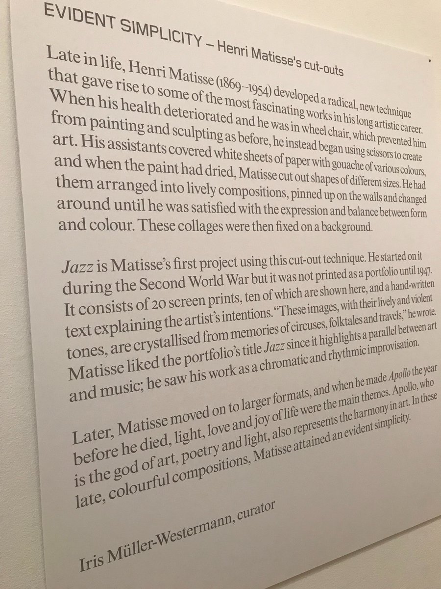 doctorpemm's tweet photo. #EHA23 | Moderna Museet Stockholm |Important lesson for all of us in academic medicine from Matisse | #ScissorsArt in last phase of life&career produced stunning new art/incredibly simple yet novel| lesson = keep trying,pushing&innovating even if path forward seems limited #meded https://t.co/0P4YZ0dAPw