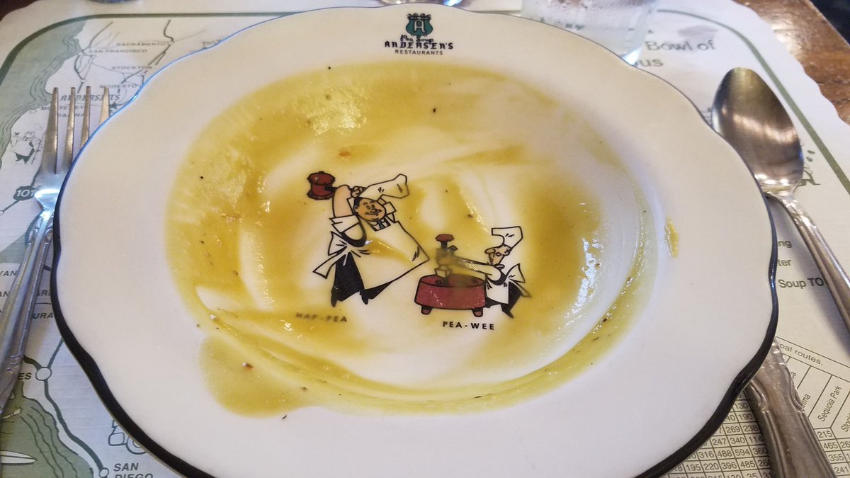 JasonStiff's tweet photo. All I am saying is give #peas a chance... or 3 chances! The best #peasoup there is in #Buellton #California! #Andersens #givepeaceachance https://t.co/HvMRPXdCfS