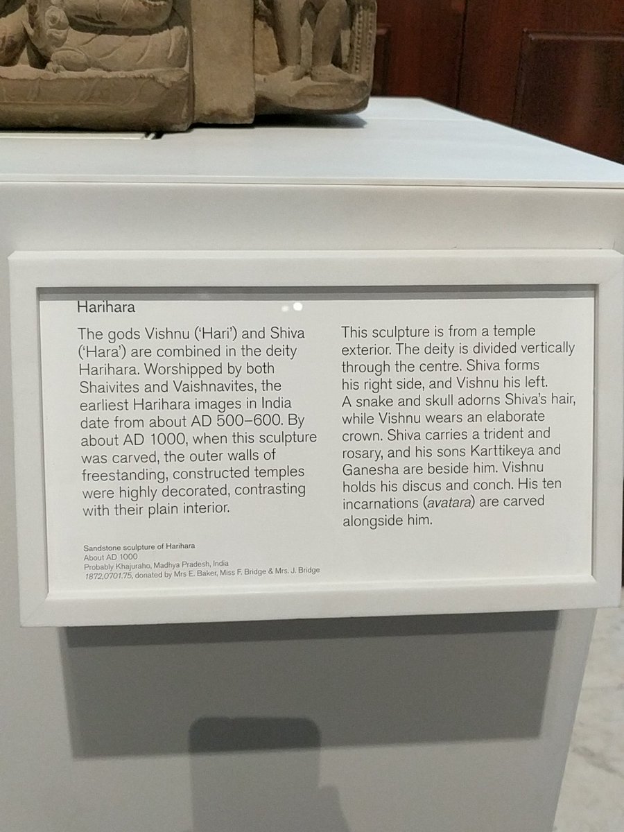 Self confessed loot of this 1000 year old sandstone murthi of Harihara belonging Khajuraho by the thieving british. Its now stashed away at the british museum.  https://twitter.com/britishmuseum/status/1007895697851604992?s=19