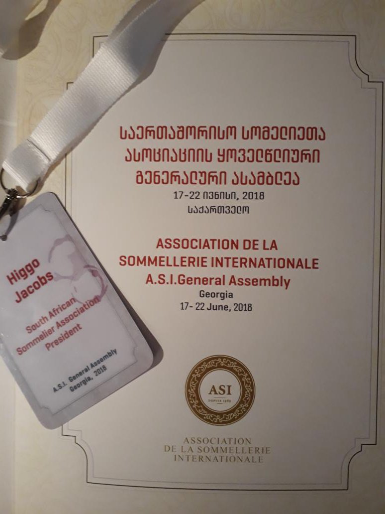Proud to be represented at <a href="/asisomms/">ASI - Association de la Sommellerie Internationale</a> AGM in Georgia <a href="/SASommeliers/">SASA</a>