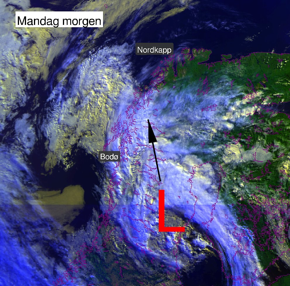 Meteorologene's tweet photo. Et lavtrykk over Sverige jobber seg gradvis nordover og bringer med seg skyer og nedbør til #NordNorge i dag. https://t.co/ycZMcVKfhB