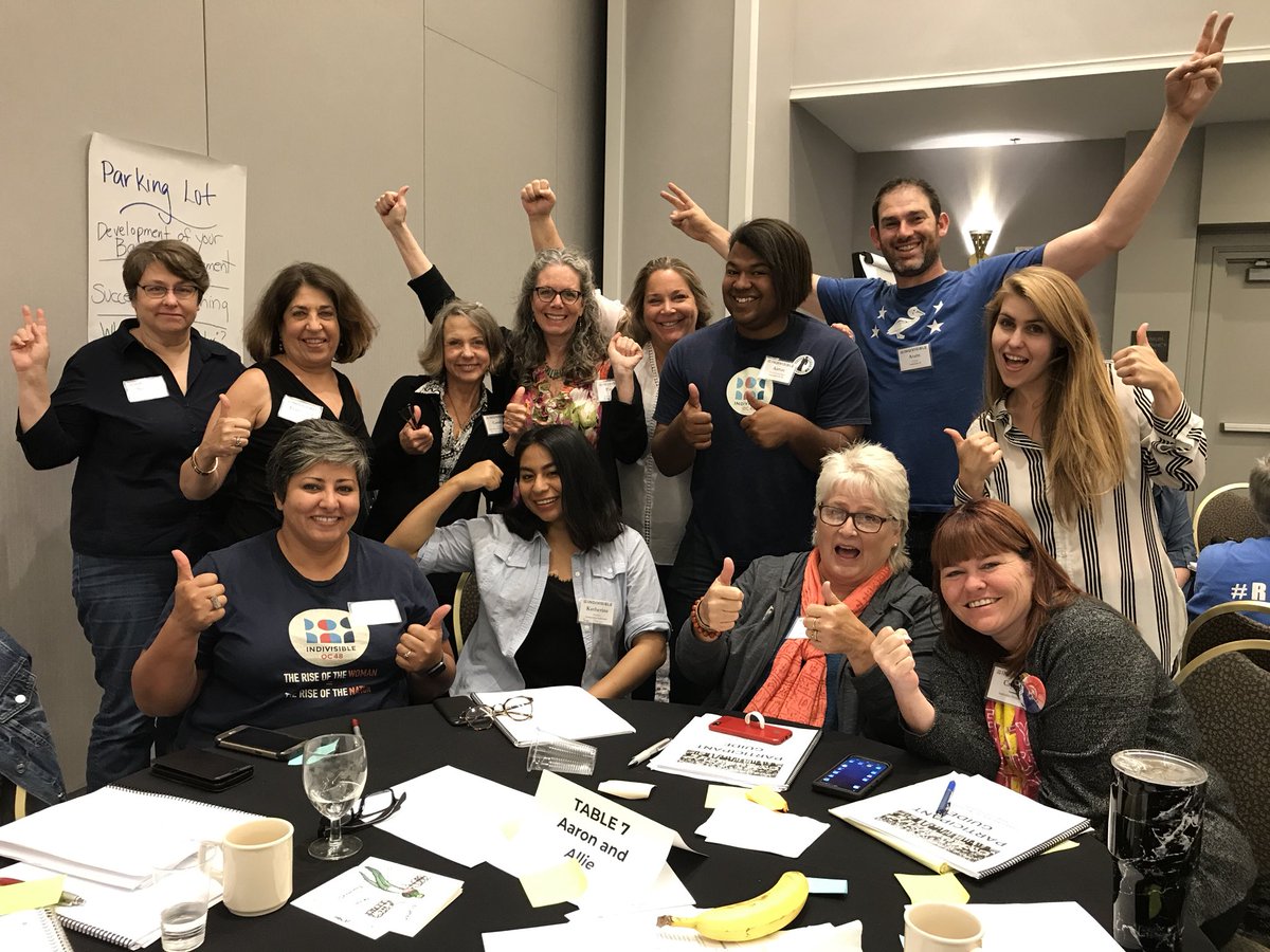 IndeIndivisible's tweet photo. California #Indivisible in the house at Pacific Northwest #IndivisiSchool! Leaders from CD 10, 12, 21, 48, 50, 52 &amp; 53 strategize how to flip red seats blue in November
We 👏
Believe 👏
That 👏
We 👏
Can 👏
Win 🎉 https://t.co/7bdLxo9HR1