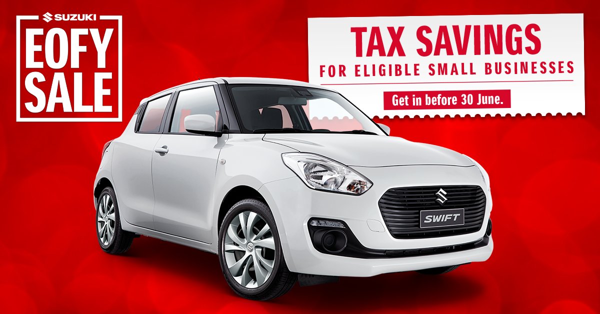 suzukioz's tweet photo. Own a small business? You may be eligible for EOFY tax savings! Get great deals and FREE on-roads on our most popular models. Find your Suzuki dealership here: https://t.co/0c3AGftQj5 https://t.co/fSWwSSiCSI