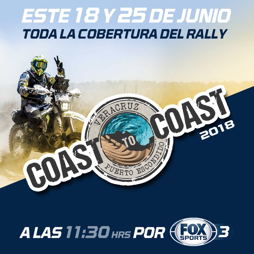 Sigue la cobertura del Rally Coast to Coast 2018 éste 18 y 25 de junio a las 11:30 horas por FOX 3 #C2C #CoastToCoast2018 #CoastToCoast #FOX3