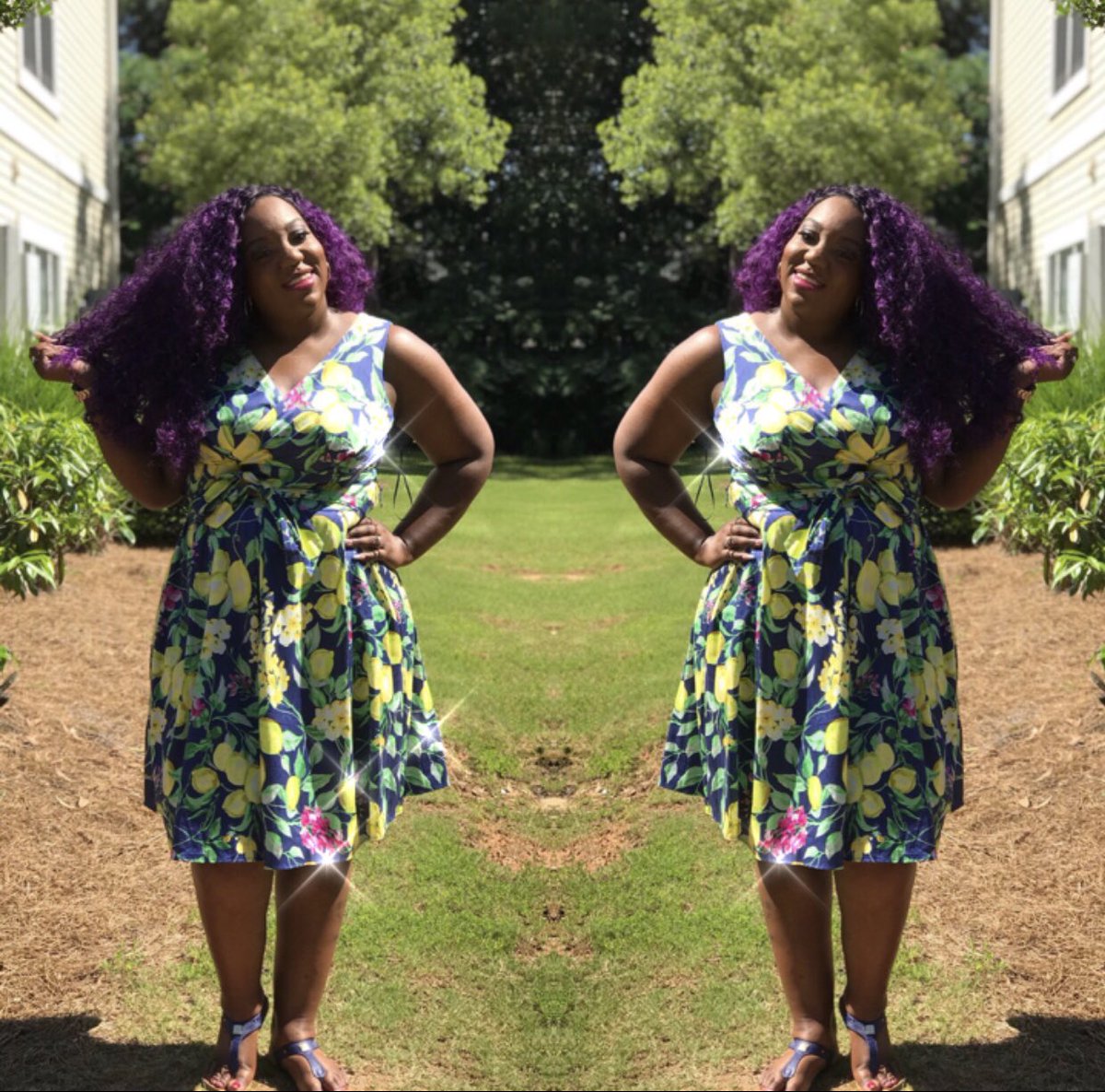 makeupluvah2017's tweet photo. Just Me! #justmelissa_atl #plussizefashion #plussizefashionista #dressbarn #outrekitron #fullfiguredfashion #effyourbeautystandards #bodypositivity #purplehair #plussizedress #lemondress #doublethetrouble #gablogger #aspringblogger #aspiringyoutuber https://t.co/EtjBex3So1