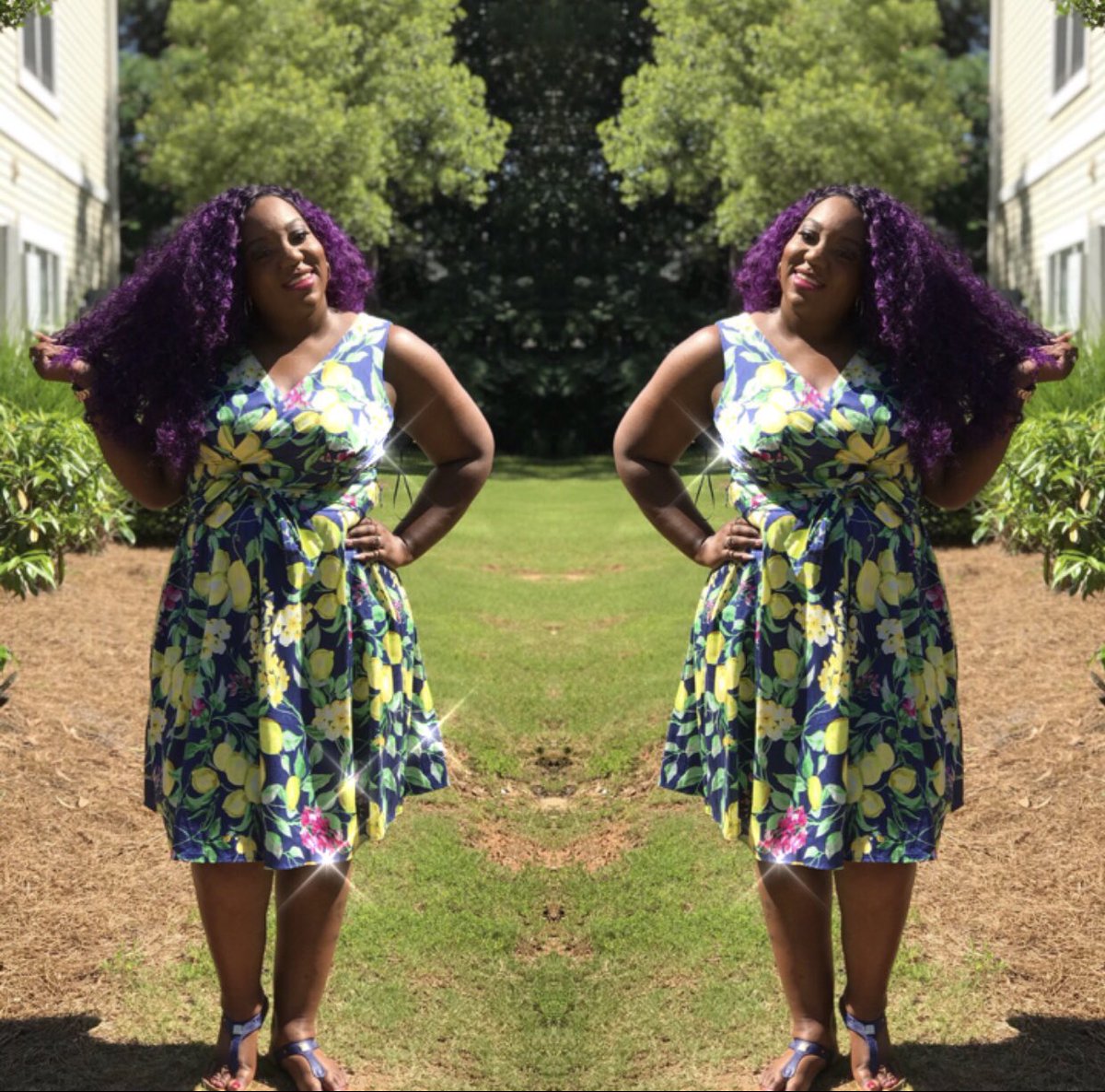 Just Me! #justmelissa_atl #plussizefashion #plussizefashionista #dressbarn #outrekitron #fullfiguredfashion #effyourbeautystandards #bodypositivity #purplehair #plussizedress #lemondress #doublethetrouble #gablogger #aspringblogger #aspiringyoutuber