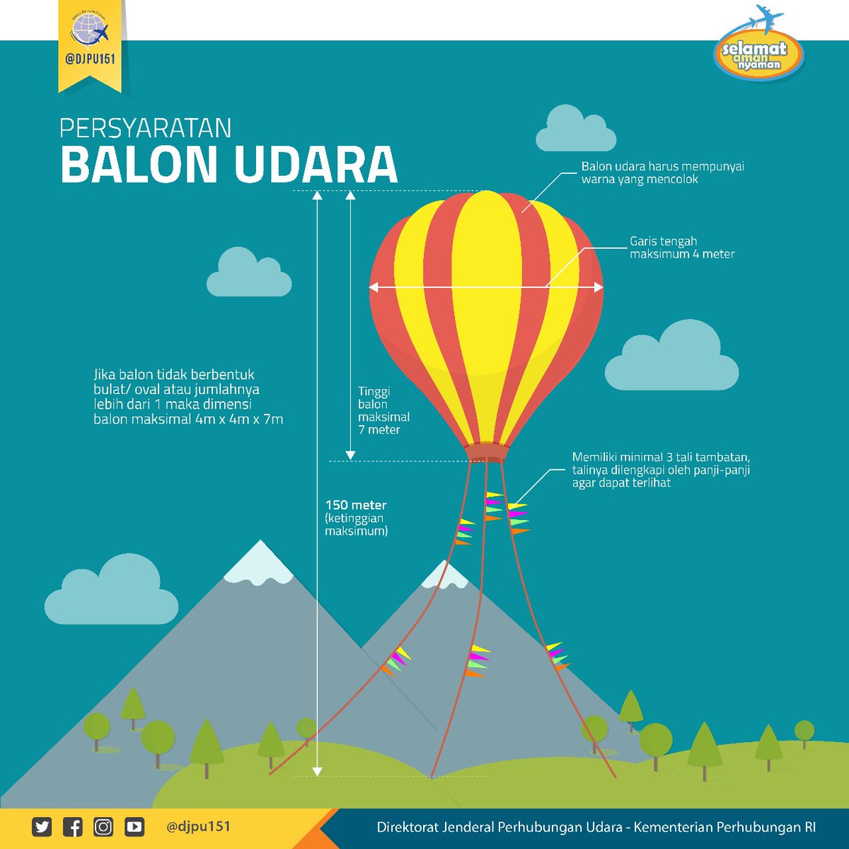 ViralStory_'s tweet photo. PERSYARATAN BALON UDARA (5)
Balon memiliki minimal 3 tali tambatan, talinya dilengkap dengan panji-panji agar mudah terlihat
#TAMBATKANBalonUdaranya https://t.co/IIAU0ELNMb