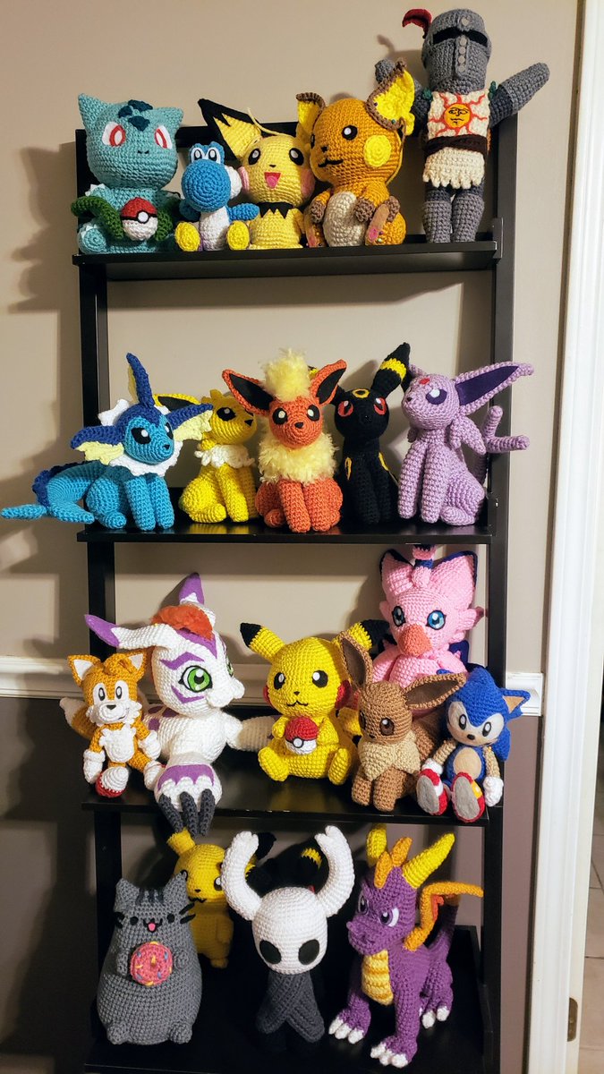 New shelf for my growing amigurumi collection! I was running out of space. 
#crochet #amigurumi #handmade #nerdcraft #geekcraft #crochetlove #crochettoys #twitchcreative