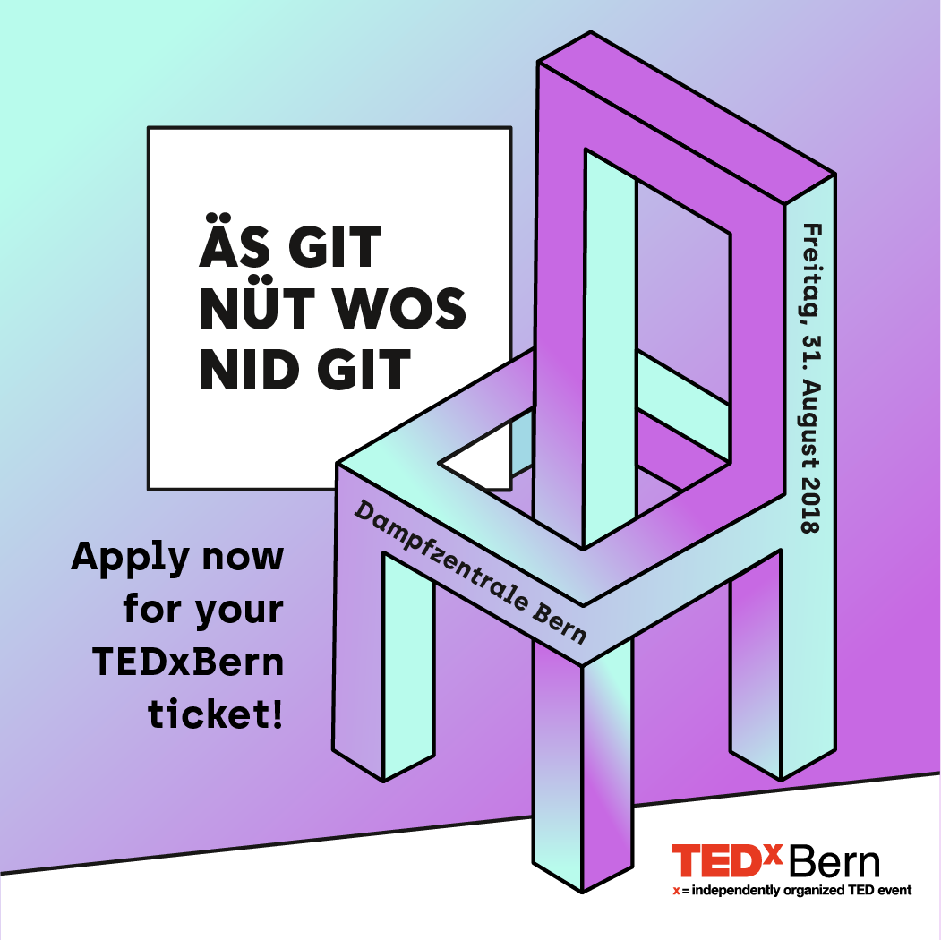 tedxbern's tweet photo. ÄS GIT NÜT WOS NID GIT - ANYTHING IS POSSIBLE - Ticket Registrierung offen - Applications open
https://t.co/iRCydh399Q https://t.co/zbK5uwvFjk