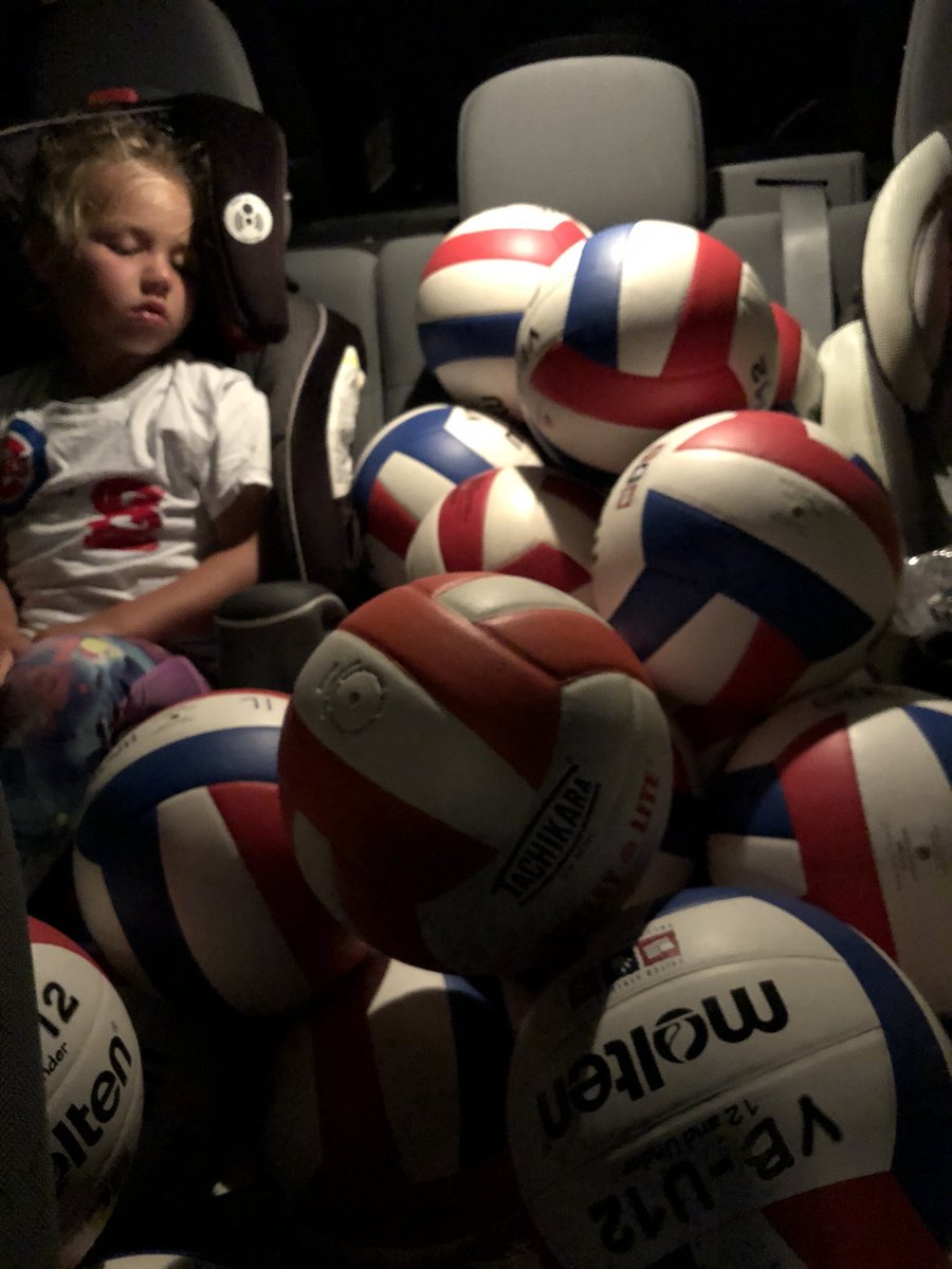 BELancerVB's tweet photo. When mom is a volleyball coach, sometimes you just have to cuddle with a volleyball... or 40! Camp starts tomorrow!!! #momfirst #coachsecond #sleepykids https://t.co/0USZ6iOKF0