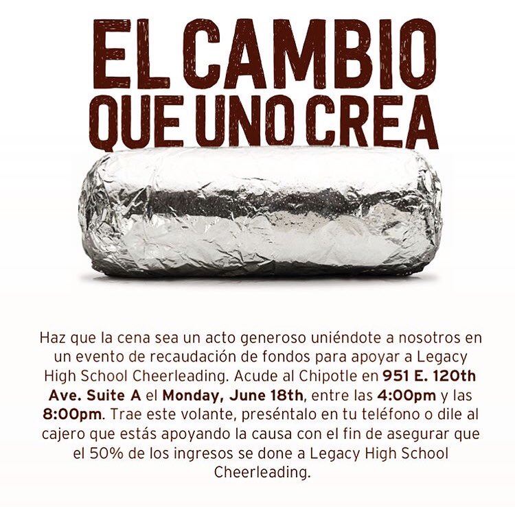 Legacy Varsity Cheer (@legacycheer2018) on Twitter photo SAVE•THE•DATE
Please join us TOMORROW NIGHT at Chipotle off of 120th and Washington. Present this flyer on your phone from 4:00-8:00PM on Monday, June 18th to help us get to <a href="/ncacheer/">dianne goldmann</a> Nationals! Thank you to everyone, we will see you there 💙⚡️🤞🏼 SAVE•THE•DATE
Please join us TOMORROW NIGHT at Chipotle off of 120th and Washington. Present this flyer on your phone from 4:00-8:00PM on Monday, June 18th to help us get to <a href="/ncacheer/">dianne goldmann</a> Nationals! Thank you to everyone, we will see you there 💙⚡️🤞🏼