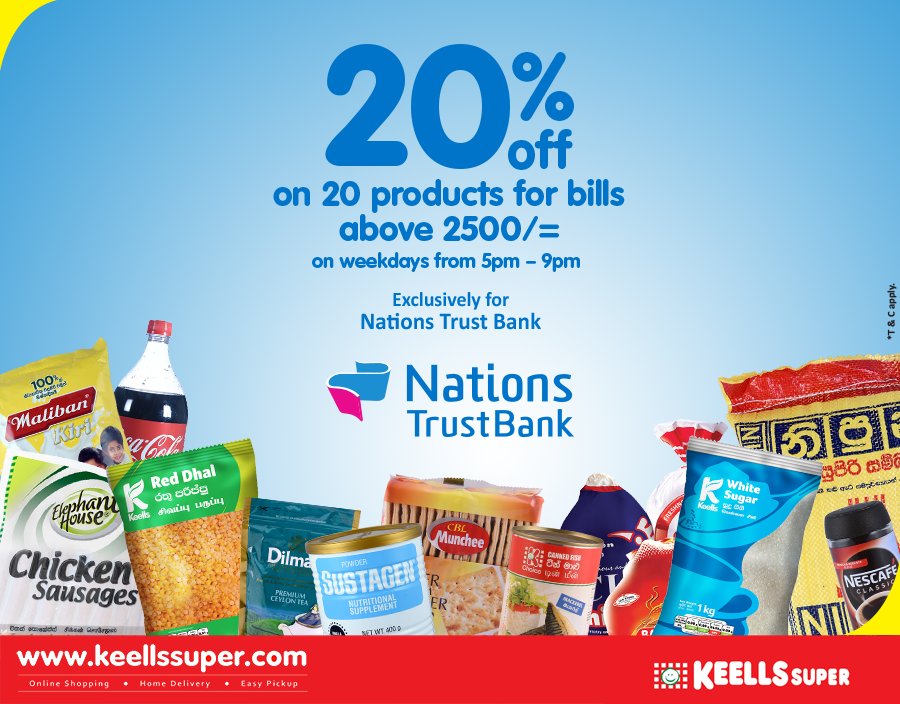 Keells_SL's tweet photo. Enjoy great offers for your Amex Credit Card exclusively at Keells Super! Flat 20% off on 20 products for bills above Rs.2500.
*T&C apply
#keellssuper https://t.co/bSYssSOnxK