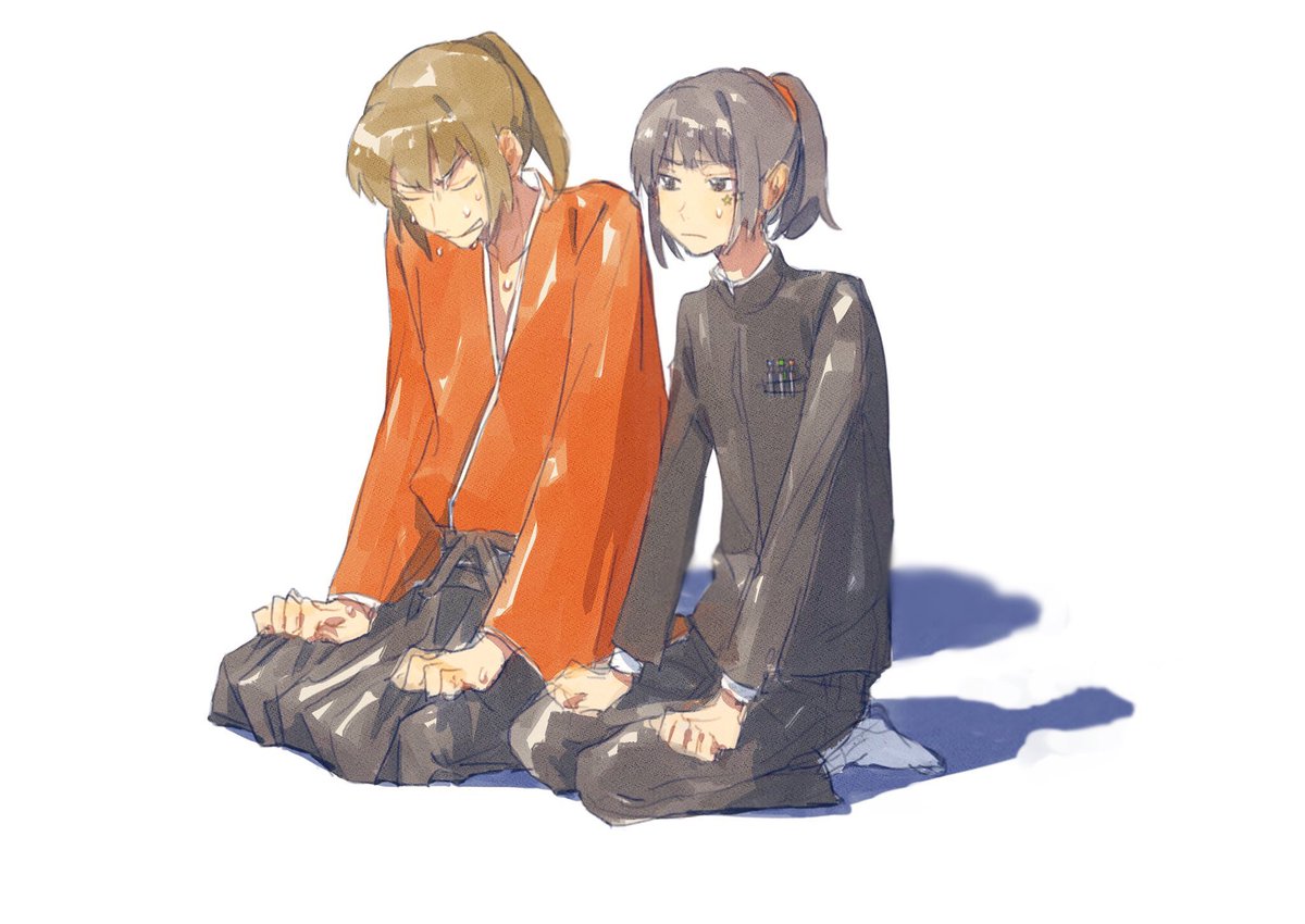 野草 色々間違ってるんですけど気に入ってるのでお目こぼし下さい 延期土下座のときに描いた坂サンとキリザキ君です