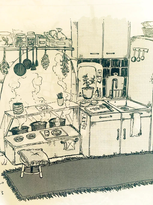 本日はけさなにお休みです。添付はティナさんの台所プロトタイプの設定画です(^ ^)けさなに#ケサランなにがし 