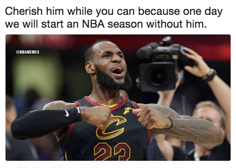 NBAMemes's tweet photo. LeBron James will be in his 16th season. 😳 https://t.co/IzJ7x6IlrQ