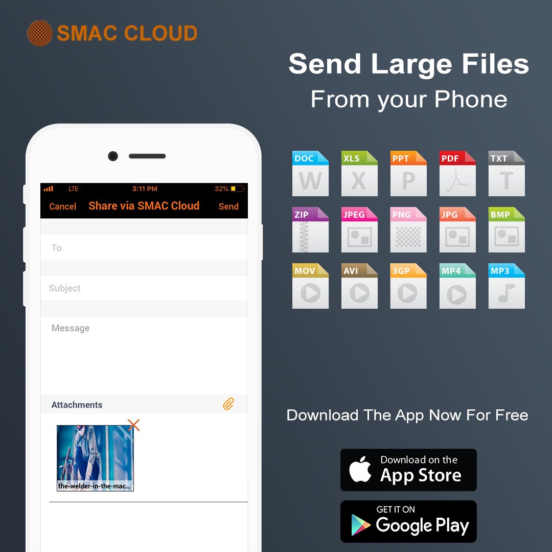SMACCloud's tweet photo. With #SMACCloud you can send large #files right from #iPhone, #Android or Web!
Visit https://t.co/ERNWImPWFm
#fileTransfer #fileSharing #offsitebackup #backup #cloud
#objectstorage #IoT #OpenData #datasafety #dataprotection
#cloudsoftware #DataTransfer #PhonetoPC #FileTransferApp https://t.co/Yk0JyAnD7f