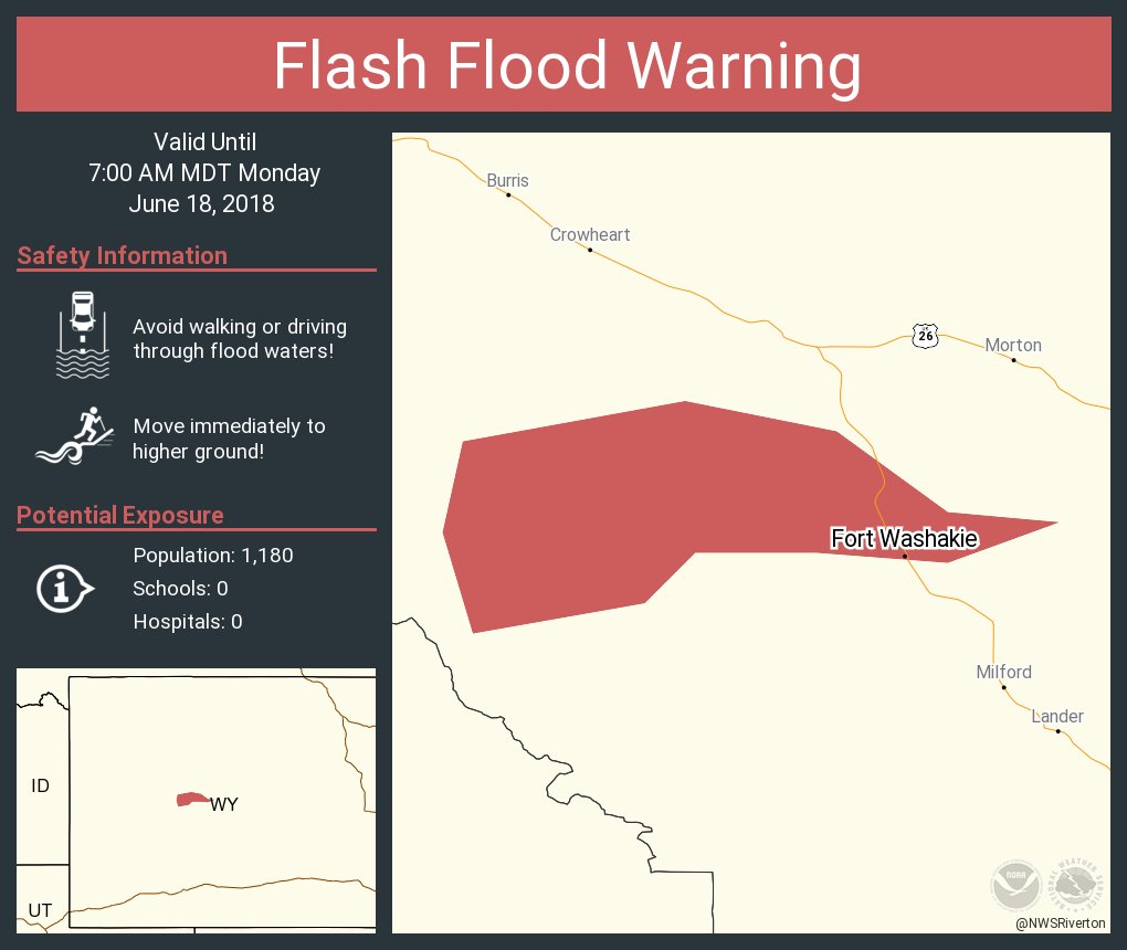 Flash Flood Warning including Fort Washakie WY, Ethete WY until 700 AM