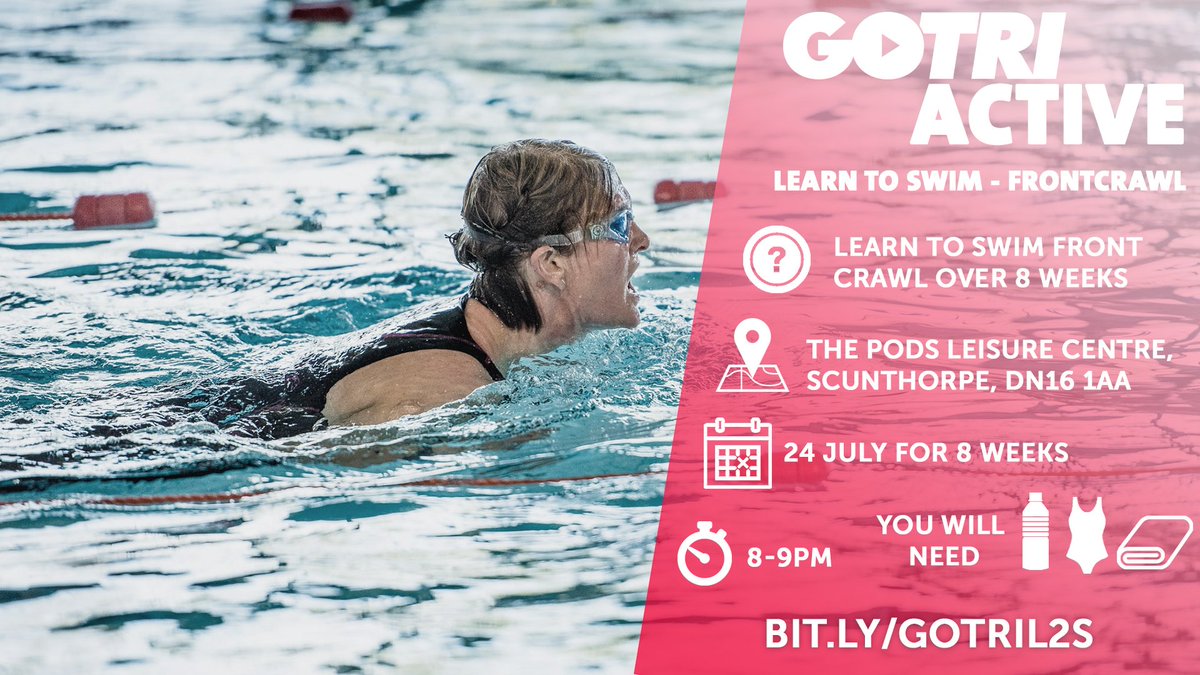 Great opportunity to learn to swim front crawl in 8 weeks ready for your first step into multi sport or simply to set yourself a new challenge in the pool! Start 24th July @The_Pods and every Tuesday for 8 weeks! bit.ly/2t4Pc9c  @yourgotri