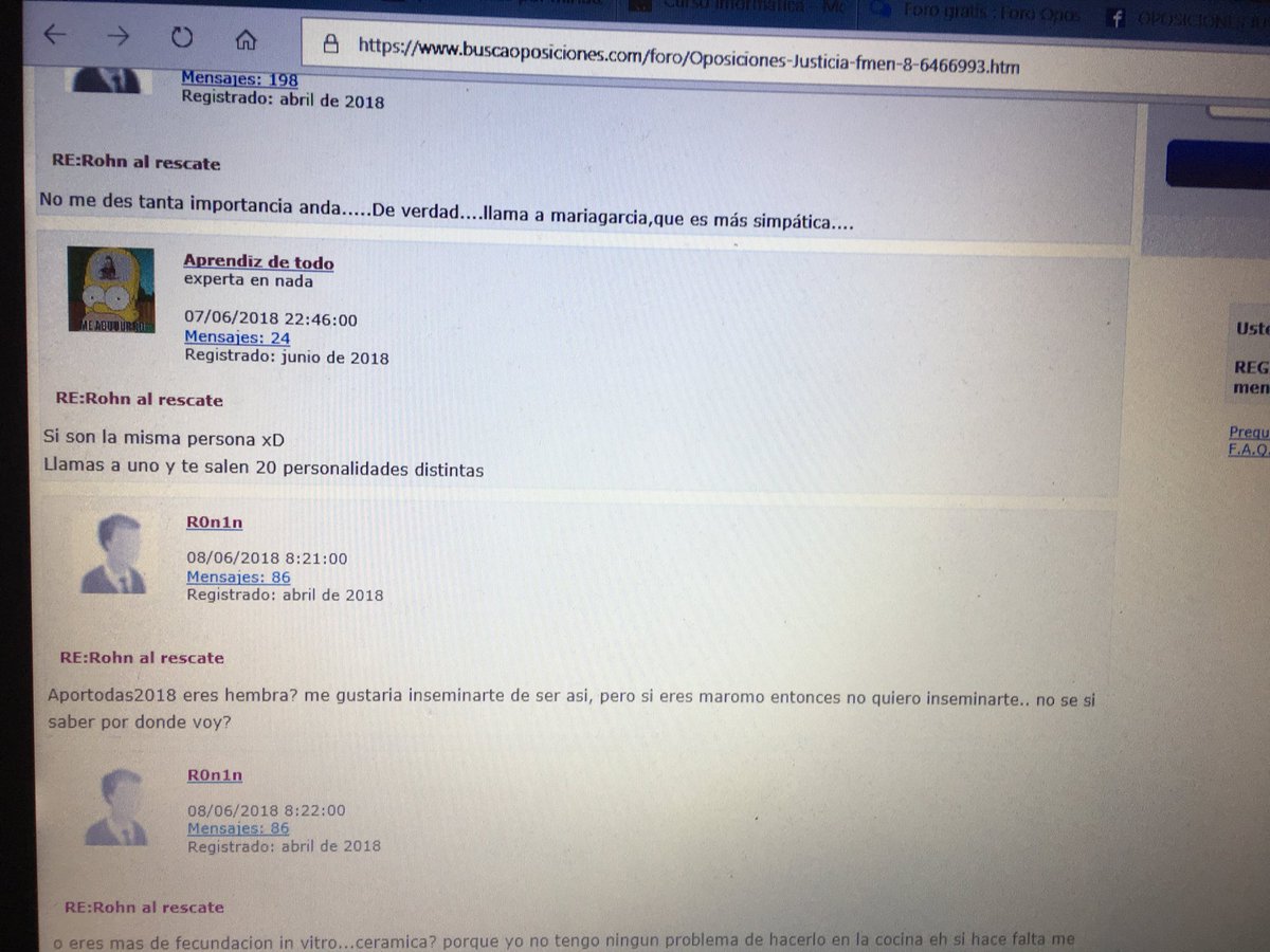 OpositoraJ's tweet photo. @SpjUso Y que estáis haciendo por los que han pasado el corte? Nada!! Esta es vuestra fuente? Este usuario de ese foro con credibilidad cero? Adjunto otros mensajes suyos para que se lo mandéis al ministerio.. https://t.co/vndxmrUEql