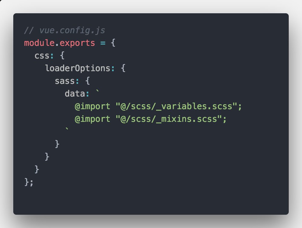 alexjoverm's tweet image. ✨Tip: in @vuejs you can avoid importing your SASS variables, mixins and functions in every component by loading them globally just by adding the following config to the vue.config.js file in a project created with vue-cli 3.x.