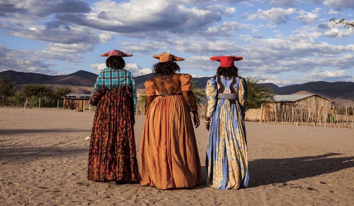 African Facts: Namibia has 13 different ethnic groups one of which is the Herero as depicted in the picture with Herero women wearing their traditional clothing #Alvigordon #Marketing #Culture #Heritage #Tradition #Insights #Namibia #Africa #AfricanFacts