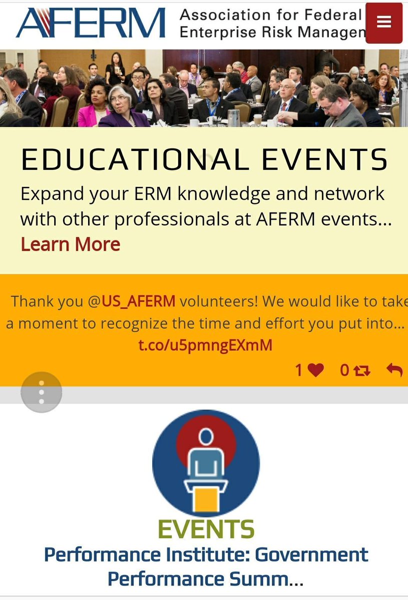 US_AFERM's tweet photo. We have a new look! Check out the new @US_AFERM website https://t.co/yJGMxXtrYm. More events, more information, and more ways for you to get involved. #ConnectLearnAFERM #AFERMVolunteers #ERM #riskmanagement https://t.co/umimd79IW6