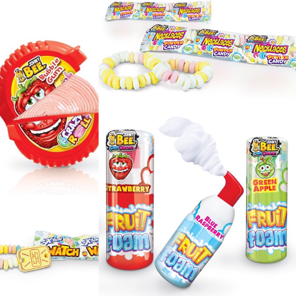 johnybeextreme's tweet photo. Meet Johny the Bee 🐝🐝🐝 Have you tried his delicious range of #novelty #sweets? Including Crazy Roll #Bubblegum, #Candy watches and necklaces and Fruit Foam 🍬🍬🍬 https://t.co/69UHJtBU8u