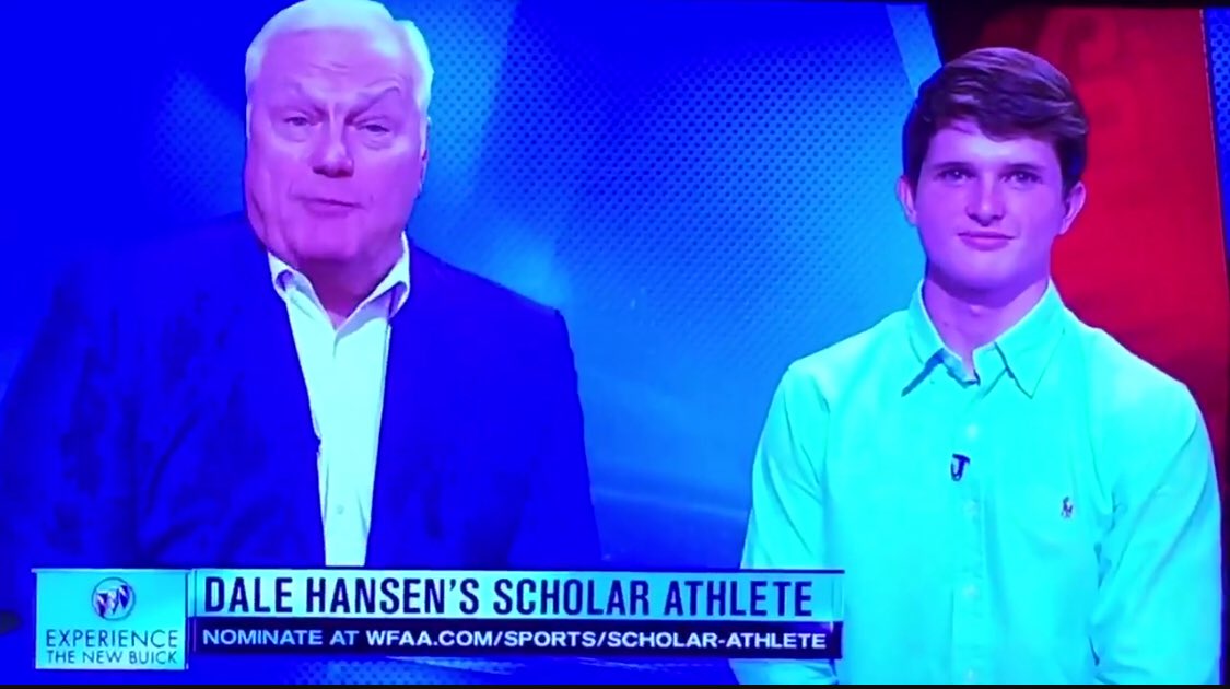aubreyisd's tweet photo. AHS 2018 Valedictorian, Will Dow we are #aubreyproud of you.  Congratulations on being named Dale Hansen’s Scholar Athlete of the Week. @aubrey_ahs https://t.co/91Kjqfj7FX