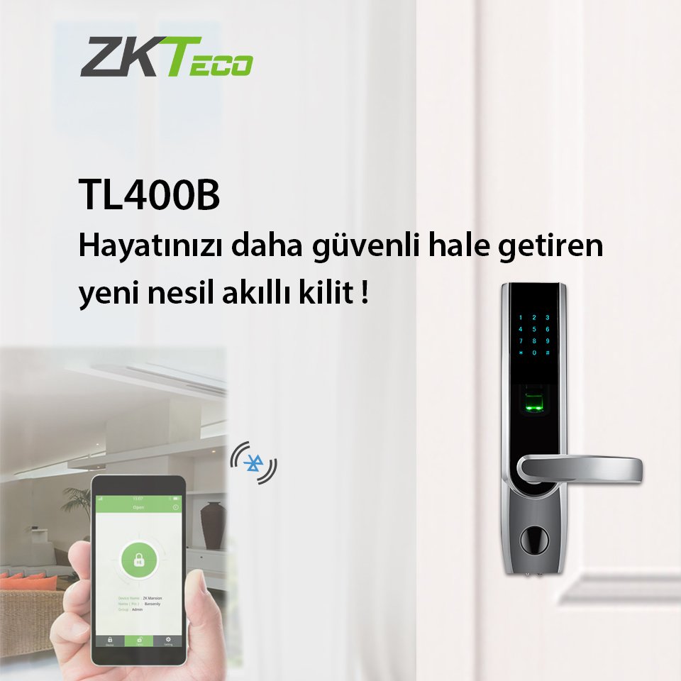 Telefonunuzu anahtar olarak kullanabileceğiniz yeni nesil akıllı kilit TL400B ! #akıllıkilit #zkteco #ofis #akıllıev bit.ly/2JMxkug