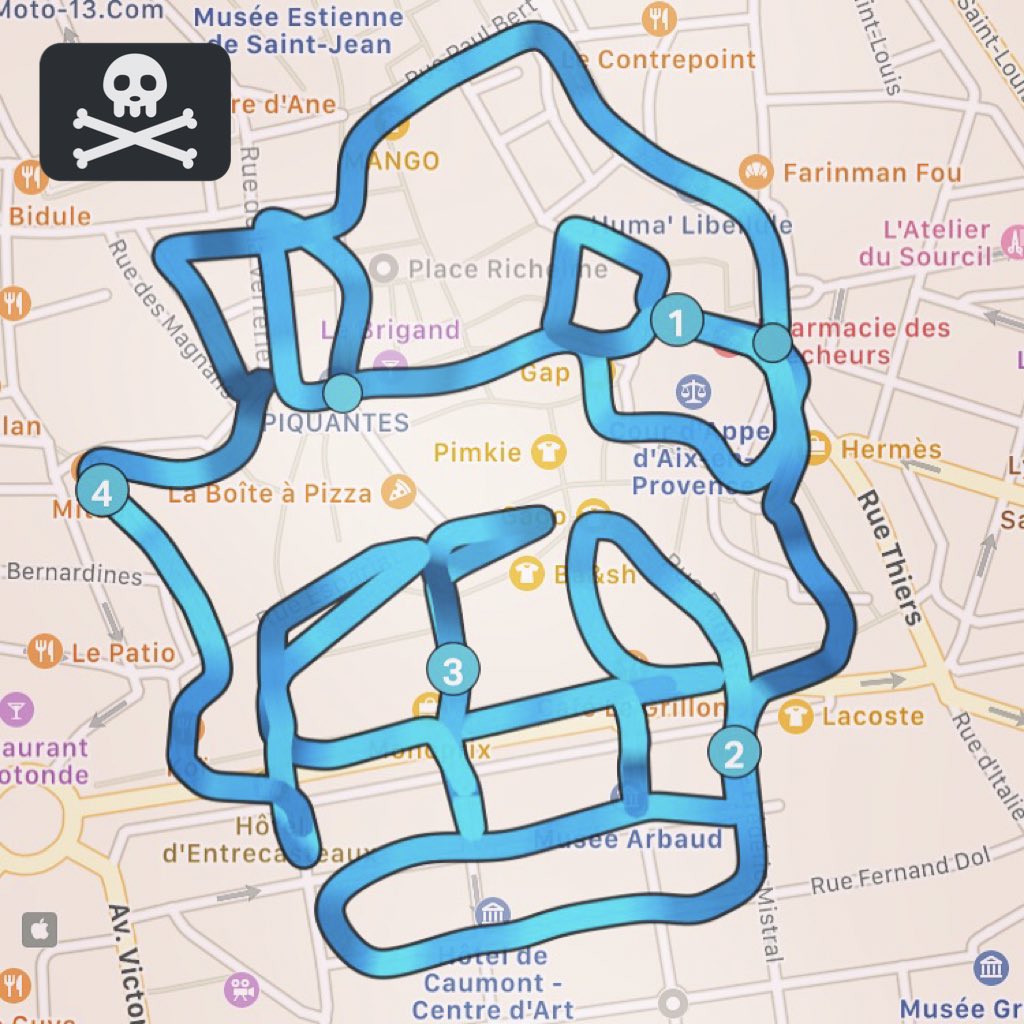 RunningDrawing's tweet image. Une tête de mort matinale à #Aixenprovence #5km #deadbeat #RunningDrawing #Run #InstaRun #instagood #instagun #gpsArt #gpsartist #gpsdoodle #gpsdrawing #drawwithyourfeet #Routeart #stravaart @igersparis @endomondo @mapmyrun