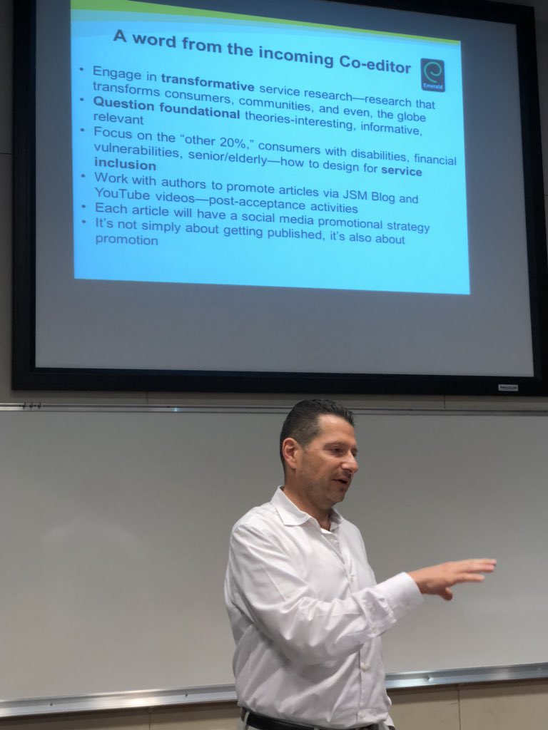 KEH75's tweet photo. Attended the editorial board meeting of Journal of Services Marketing at #servsig2018. New visions by incoming editor Mark. Thx @sbaron20 for great work this far, looking forward to next steps @DrBekMarketing @JSM_Editors https://t.co/ucZ3dmFNtZ