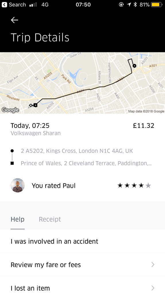 ionalondon's tweet photo. Oh and now I’ve been charged £11.32 for a journey I was not on!! Im in Scotland - no where near the journey! I cancelled this straight away and it did not show up in my upcoming rides! Will be taking a black cab when I finally get to Kings Cross #terribleapp https://t.co/dbzeyWRKep